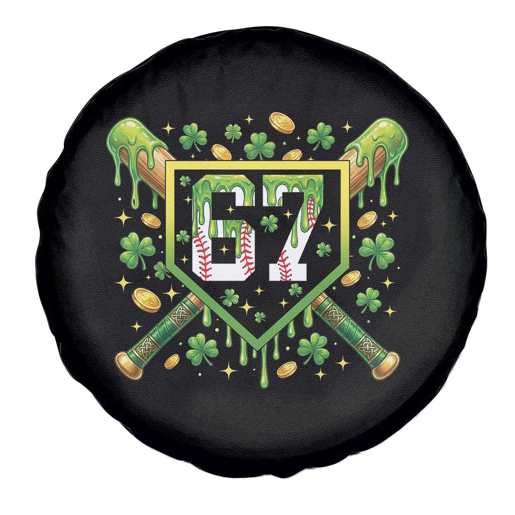 Funny St Patricks Day 67 Six Seven Baseball Ice Cream Drip Spare Tire Cover