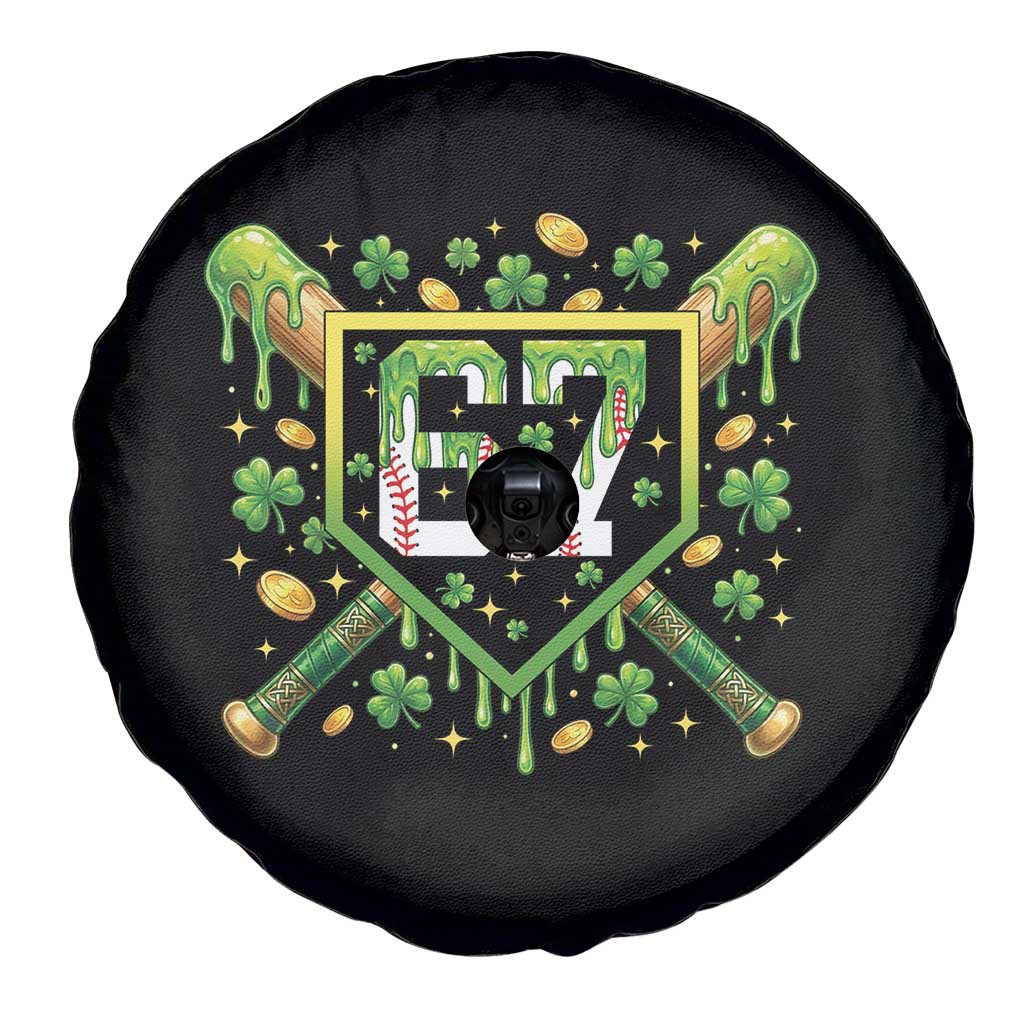 Funny St Patricks Day 67 Six Seven Baseball Ice Cream Drip Spare Tire Cover