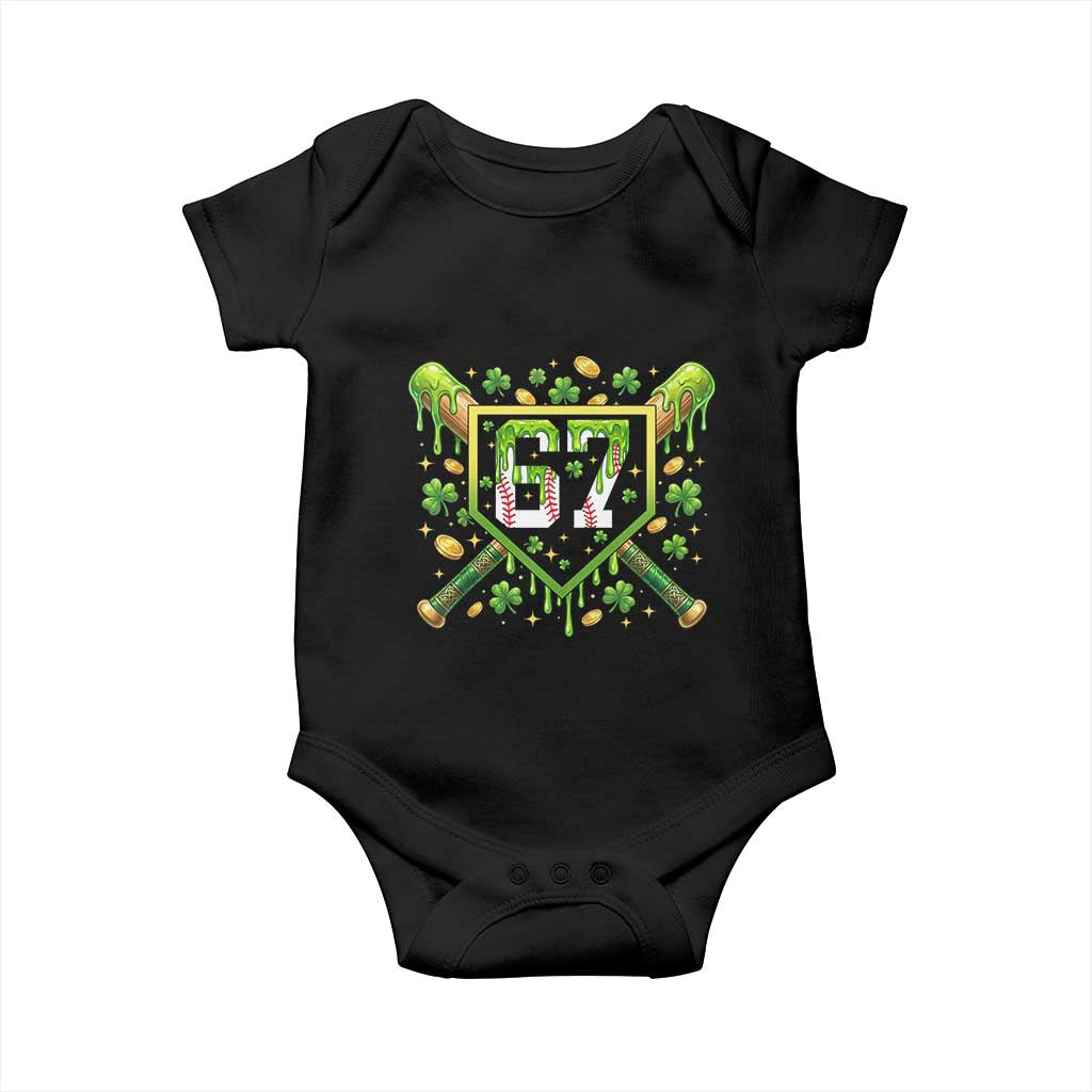 Funny St Patricks Day 67 Six Seven Baseball Ice Cream Drip Baby Onesie