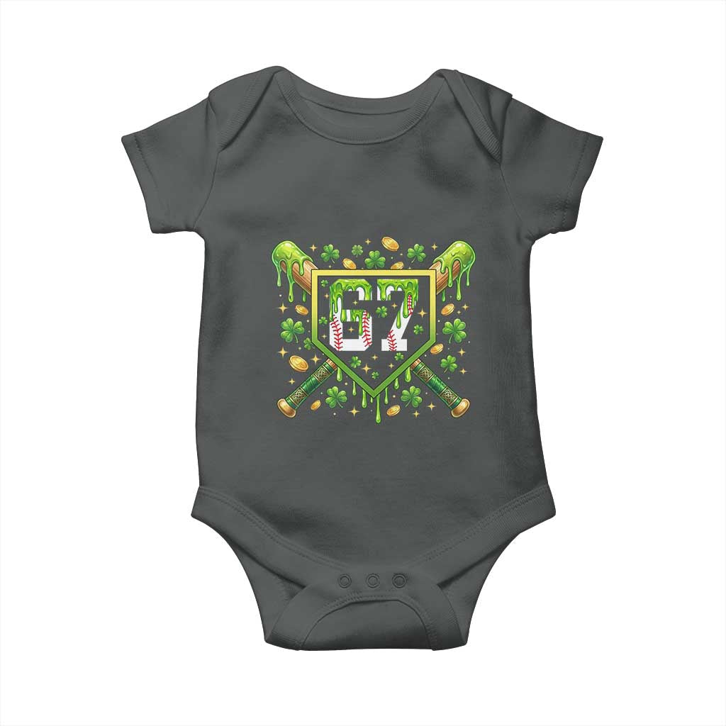 Funny St Patricks Day 67 Six Seven Baseball Ice Cream Drip Baby Onesie