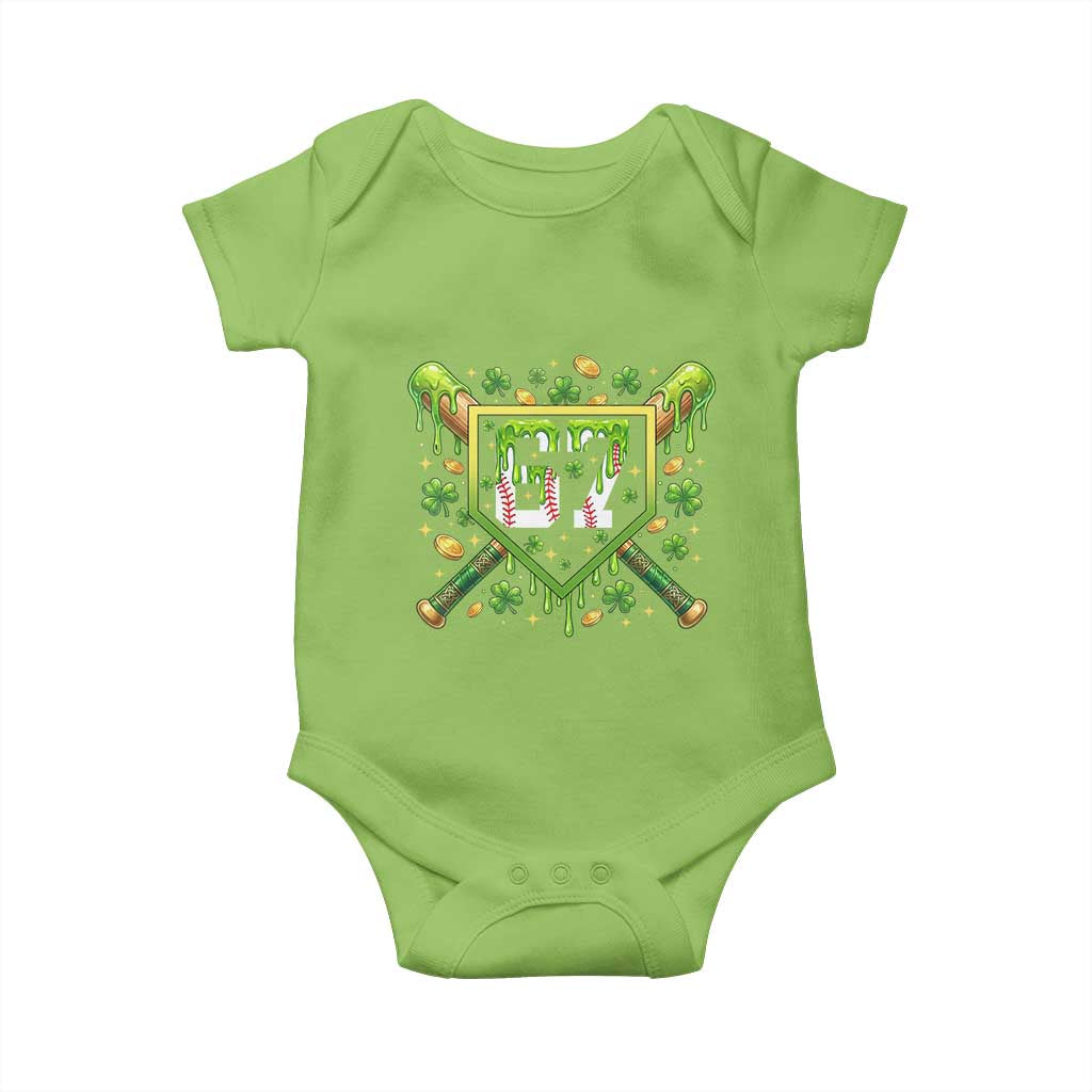 Funny St Patricks Day 67 Six Seven Baseball Ice Cream Drip Baby Onesie