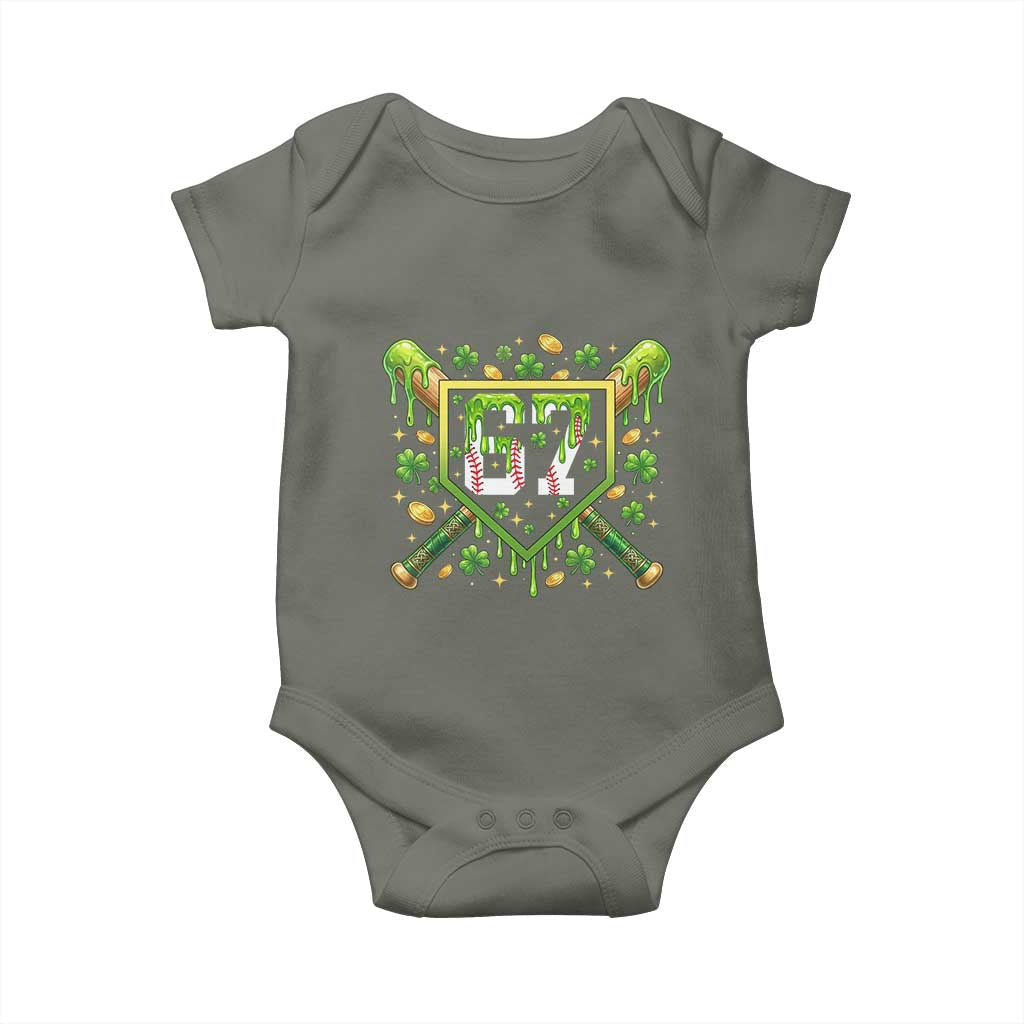 Funny St Patricks Day 67 Six Seven Baseball Ice Cream Drip Baby Onesie