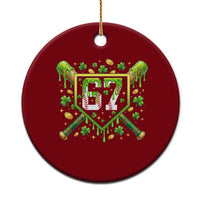 Funny St Patricks Day 67 Six Seven Baseball Ice Cream Drip Ceramic Ornament