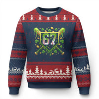 Funny St Patricks Day 67 Six Seven Baseball Ice Cream Drip Ugly Christmas Sweater