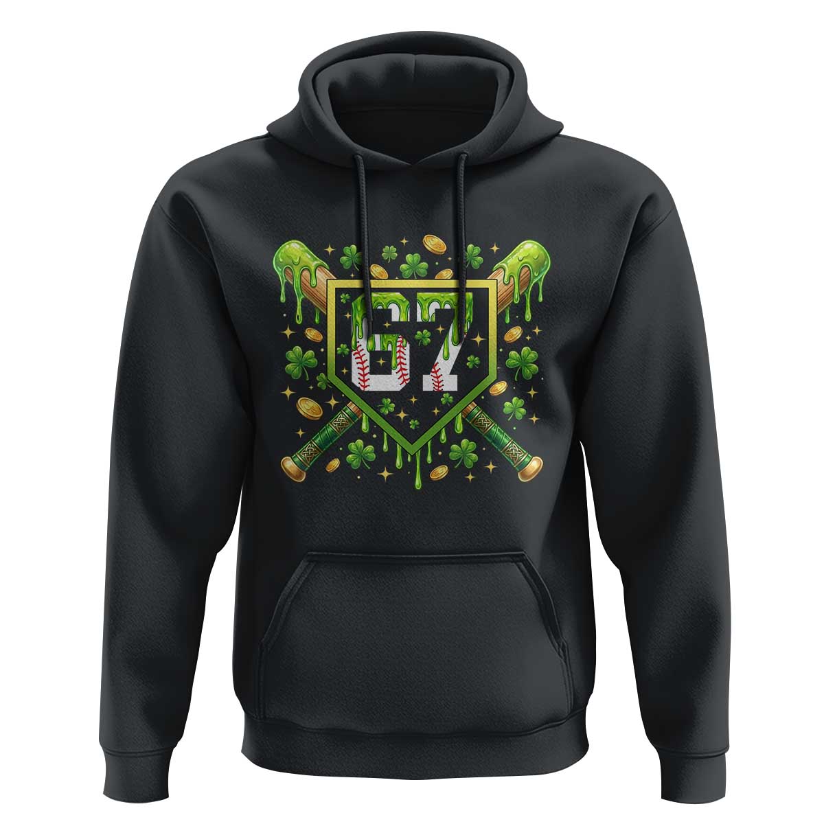 Funny St Patricks Day 67 Six Seven Baseball Ice Cream Drip Hoodie
