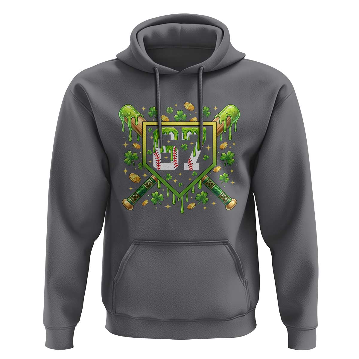 Funny St Patricks Day 67 Six Seven Baseball Ice Cream Drip Hoodie