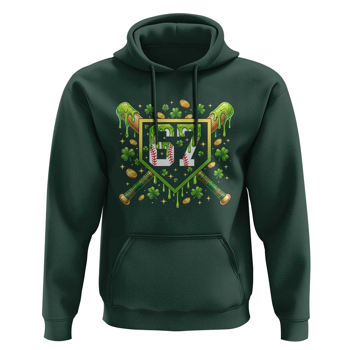 Funny St Patricks Day 67 Six Seven Baseball Ice Cream Drip Hoodie