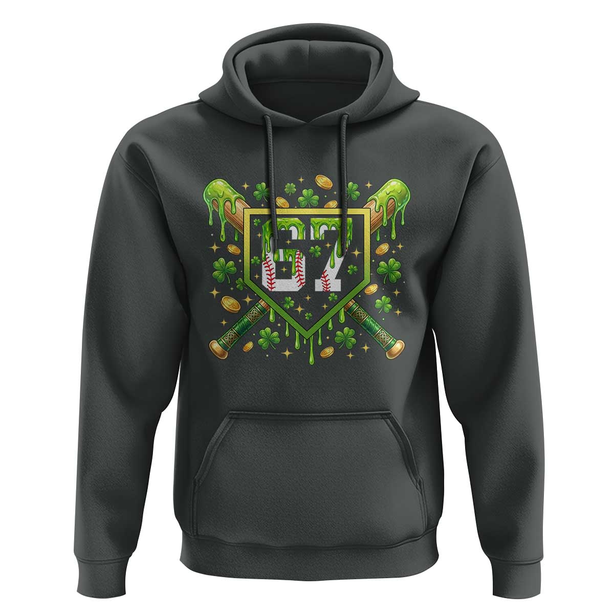 Funny St Patricks Day 67 Six Seven Baseball Ice Cream Drip Hoodie