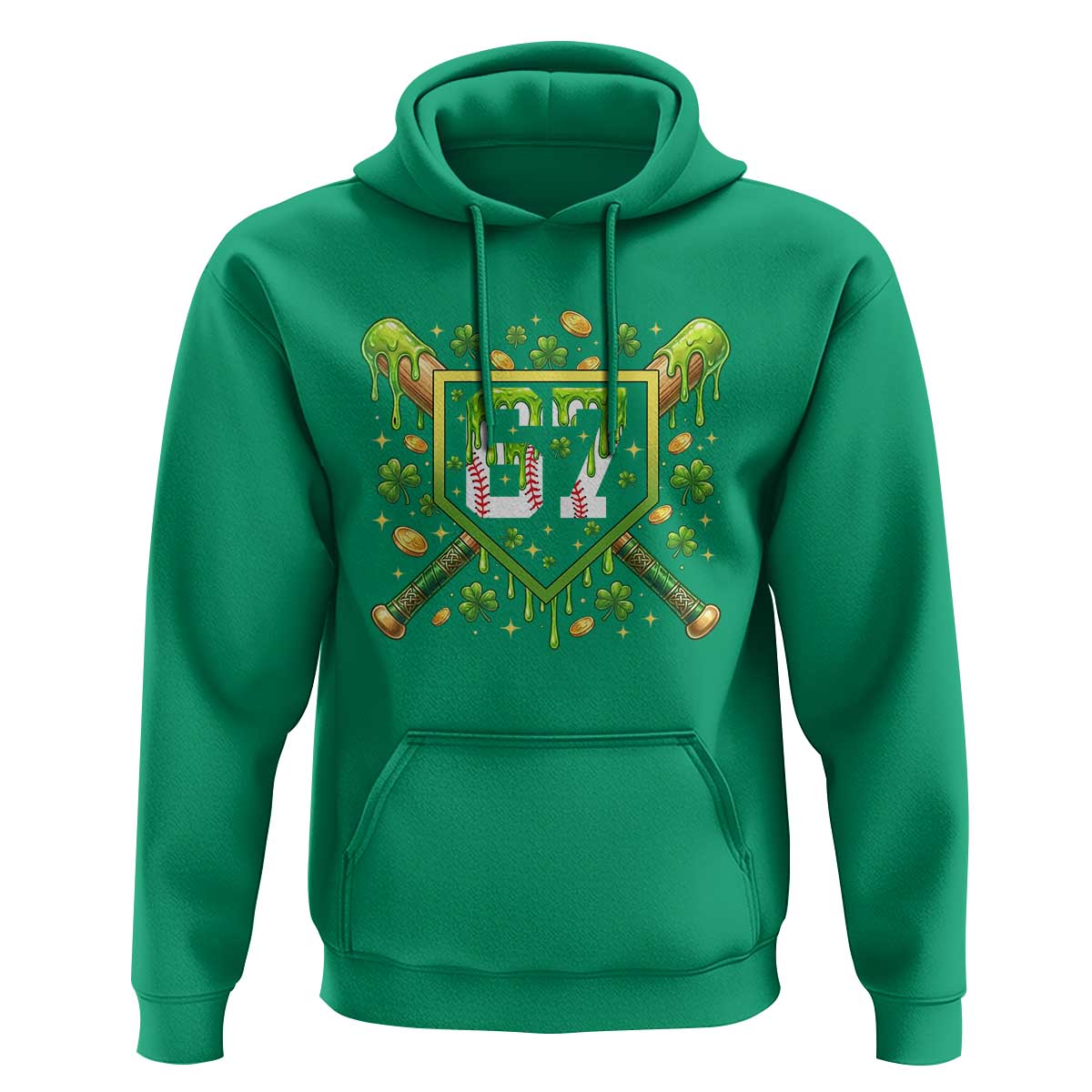 Funny St Patricks Day 67 Six Seven Baseball Ice Cream Drip Hoodie