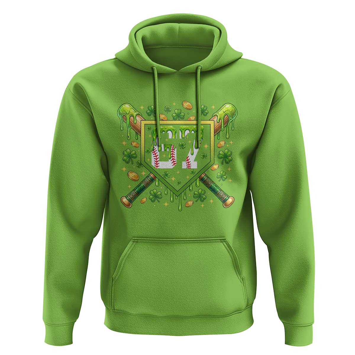 Funny St Patricks Day 67 Six Seven Baseball Ice Cream Drip Hoodie