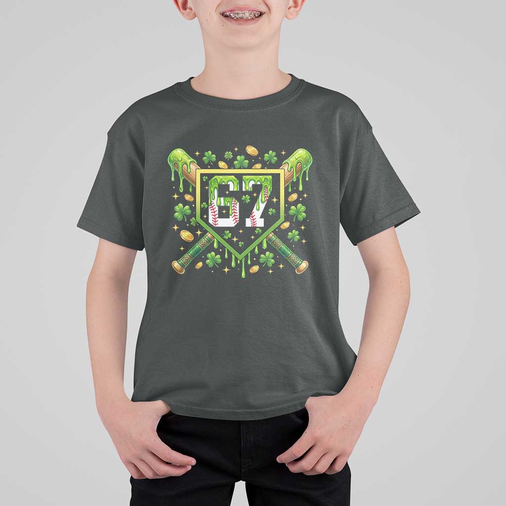 Funny St Patricks Day 67 Six Seven Baseball Ice Cream Drip T Shirt For Kid