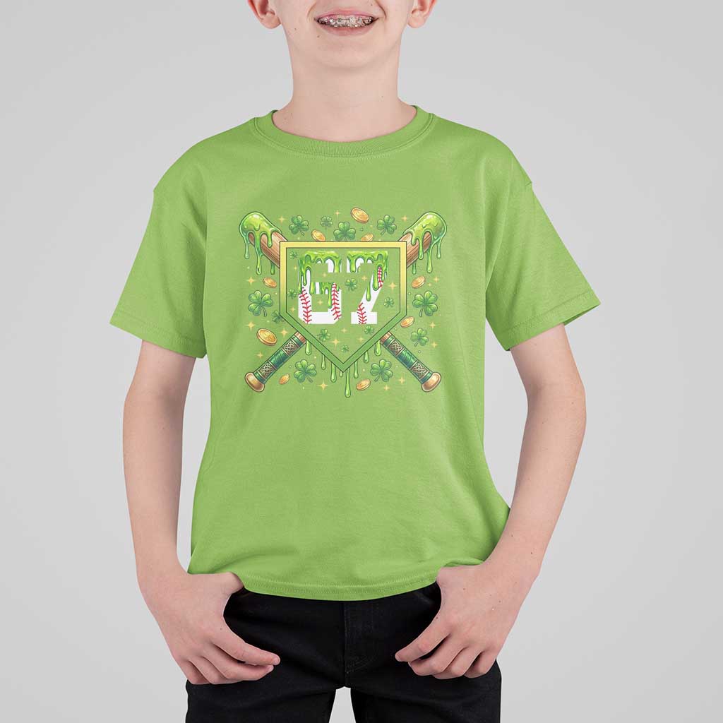 Funny St Patricks Day 67 Six Seven Baseball Ice Cream Drip T Shirt For Kid