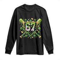 Funny St Patricks Day 67 Six Seven Baseball Ice Cream Drip Long Sleeve Shirt