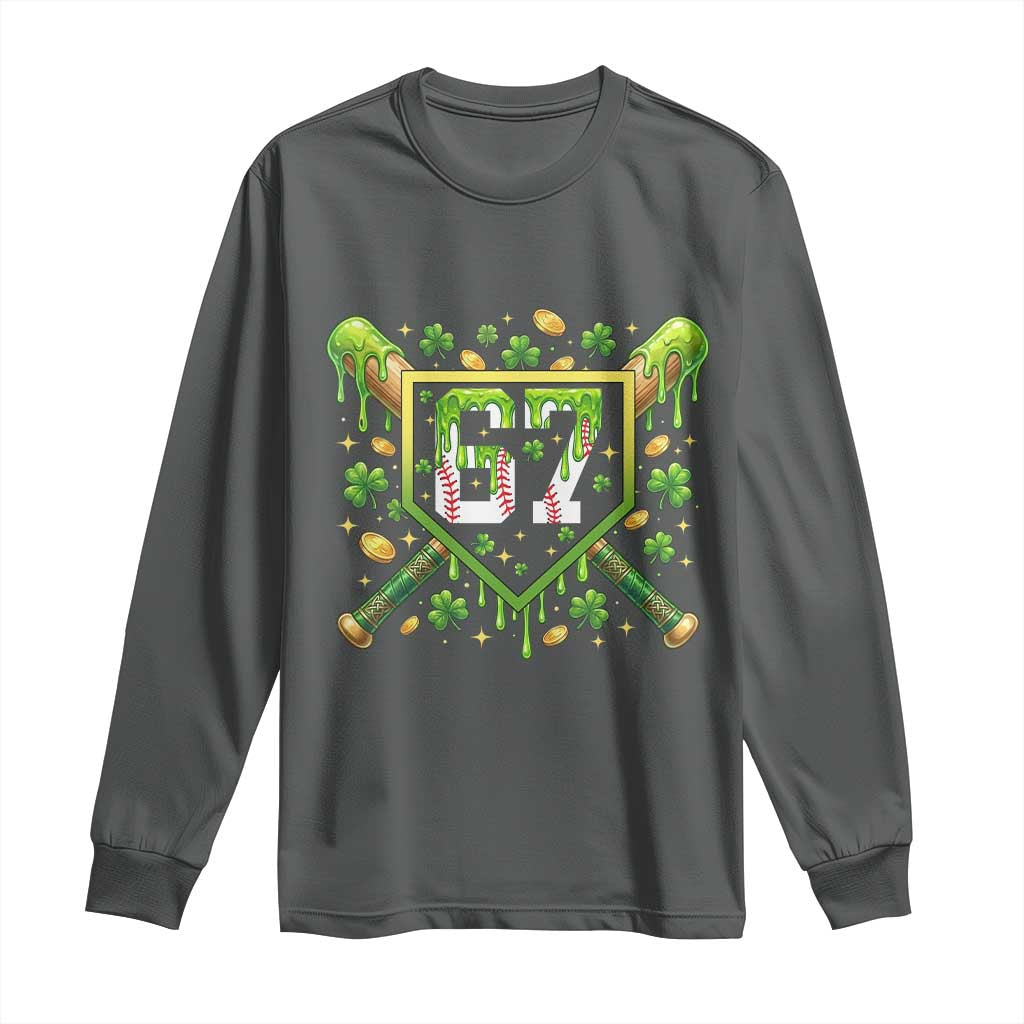 Funny St Patricks Day 67 Six Seven Baseball Ice Cream Drip Long Sleeve Shirt