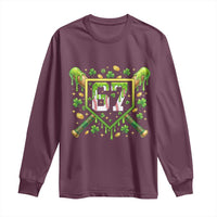 Funny St Patricks Day 67 Six Seven Baseball Ice Cream Drip Long Sleeve Shirt