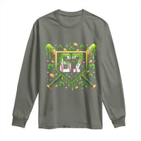 Funny St Patricks Day 67 Six Seven Baseball Ice Cream Drip Long Sleeve Shirt