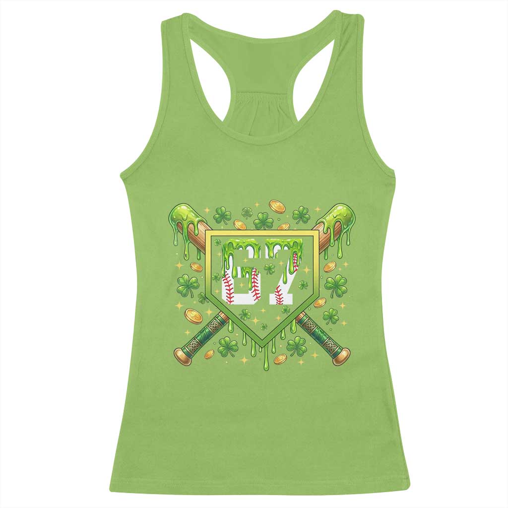 Funny St Patricks Day 67 Six Seven Baseball Ice Cream Drip Racerback Tank Top