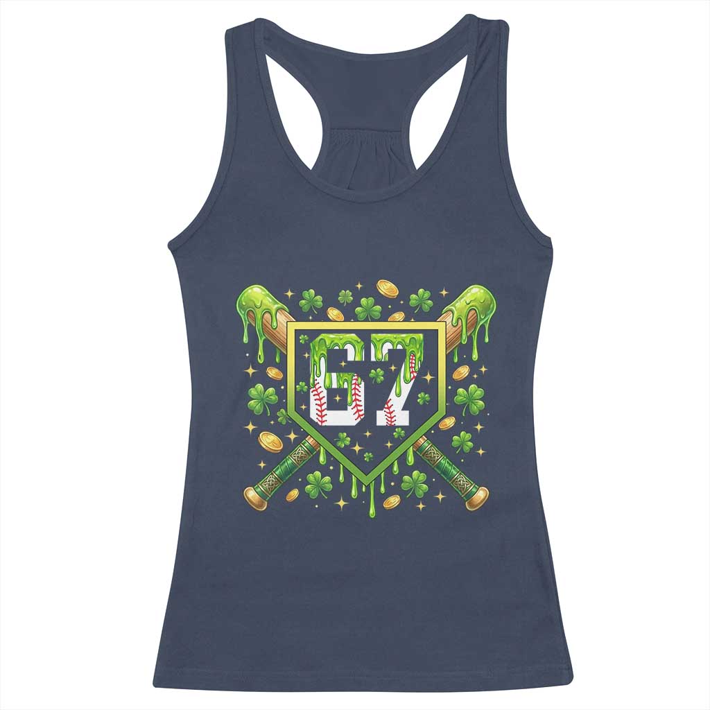 Funny St Patricks Day 67 Six Seven Baseball Ice Cream Drip Racerback Tank Top