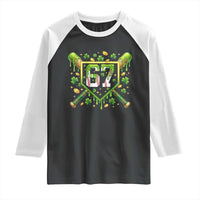 Funny St Patricks Day 67 Six Seven Baseball Ice Cream Drip Raglan Shirt