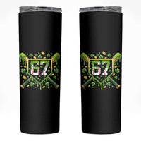 Funny St Patricks Day 67 Six Seven Baseball Ice Cream Drip Skinny Tumbler