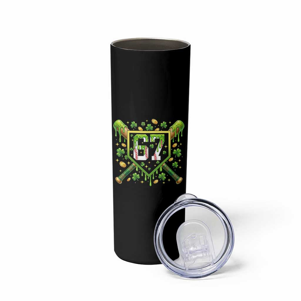 Funny St Patricks Day 67 Six Seven Baseball Ice Cream Drip Skinny Tumbler