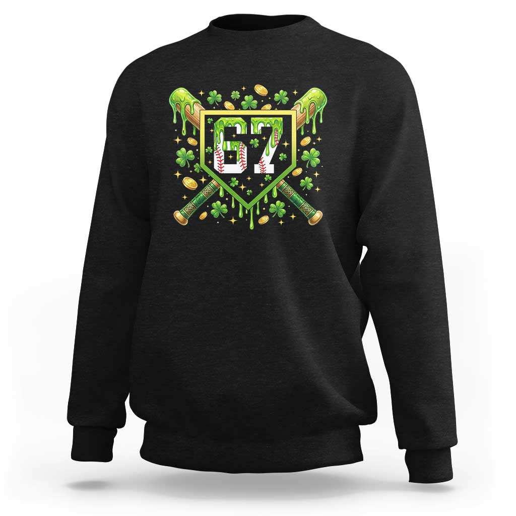 Funny St Patricks Day 67 Six Seven Baseball Ice Cream Drip Sweatshirt