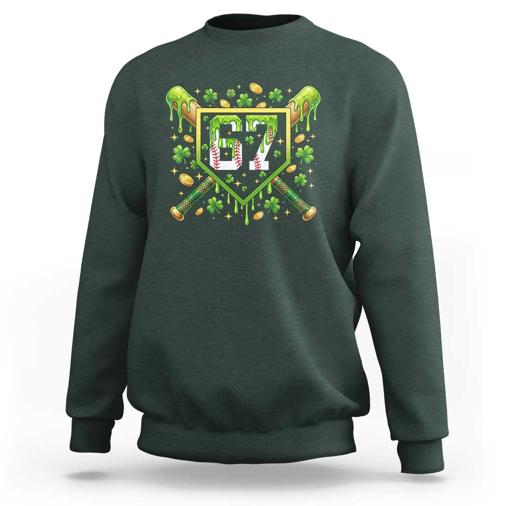 Funny St Patricks Day 67 Six Seven Baseball Ice Cream Drip Sweatshirt