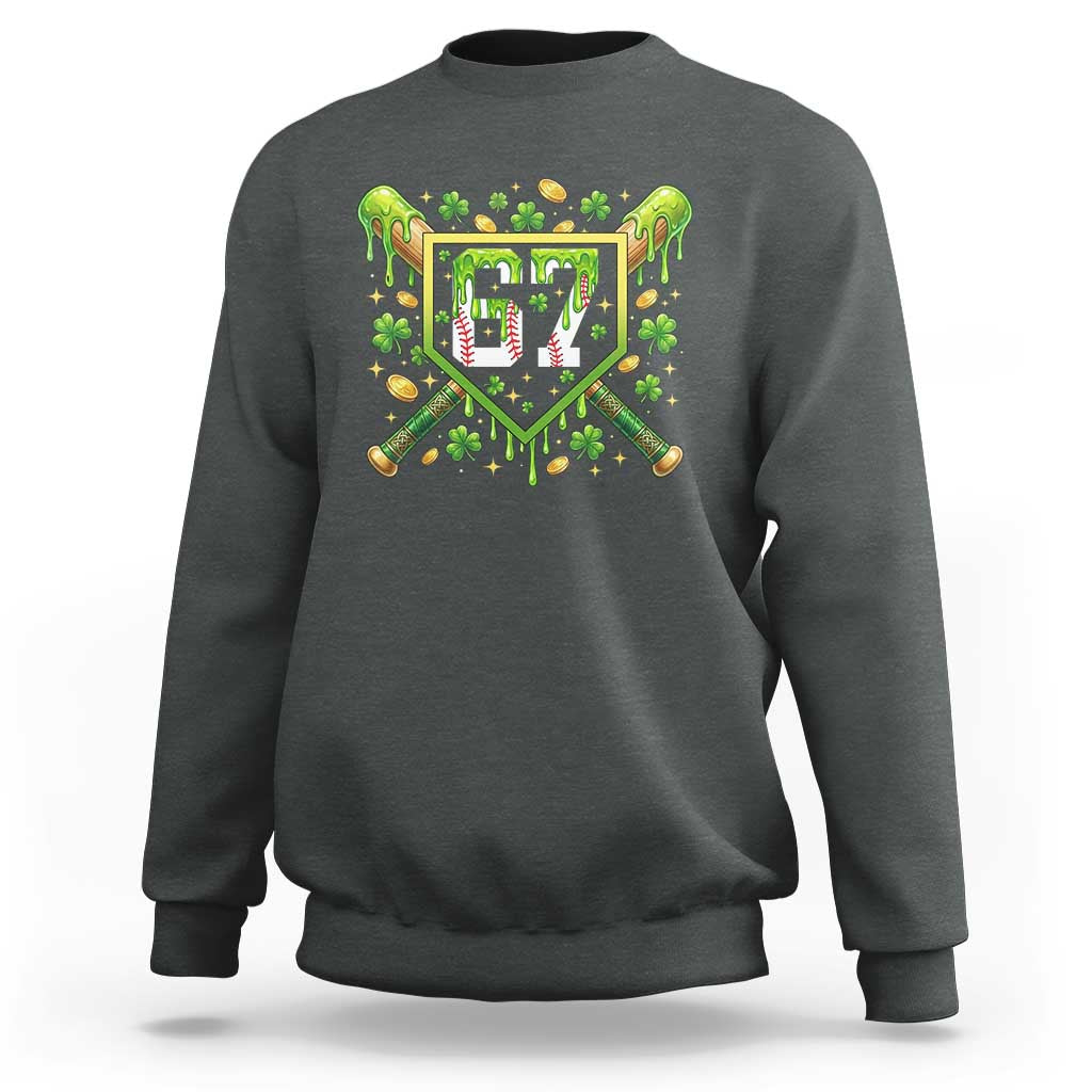 Funny St Patricks Day 67 Six Seven Baseball Ice Cream Drip Sweatshirt