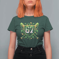 Funny St Patricks Day 67 Six Seven Baseball Ice Cream Drip T Shirt For Women