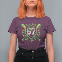 Funny St Patricks Day 67 Six Seven Baseball Ice Cream Drip T Shirt For Women