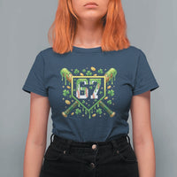 Funny St Patricks Day 67 Six Seven Baseball Ice Cream Drip T Shirt For Women