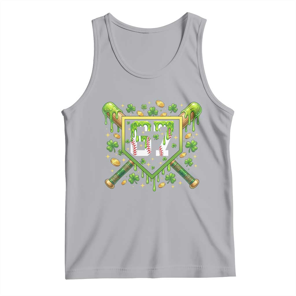 Funny St Patricks Day 67 Six Seven Baseball Ice Cream Drip Tank Top