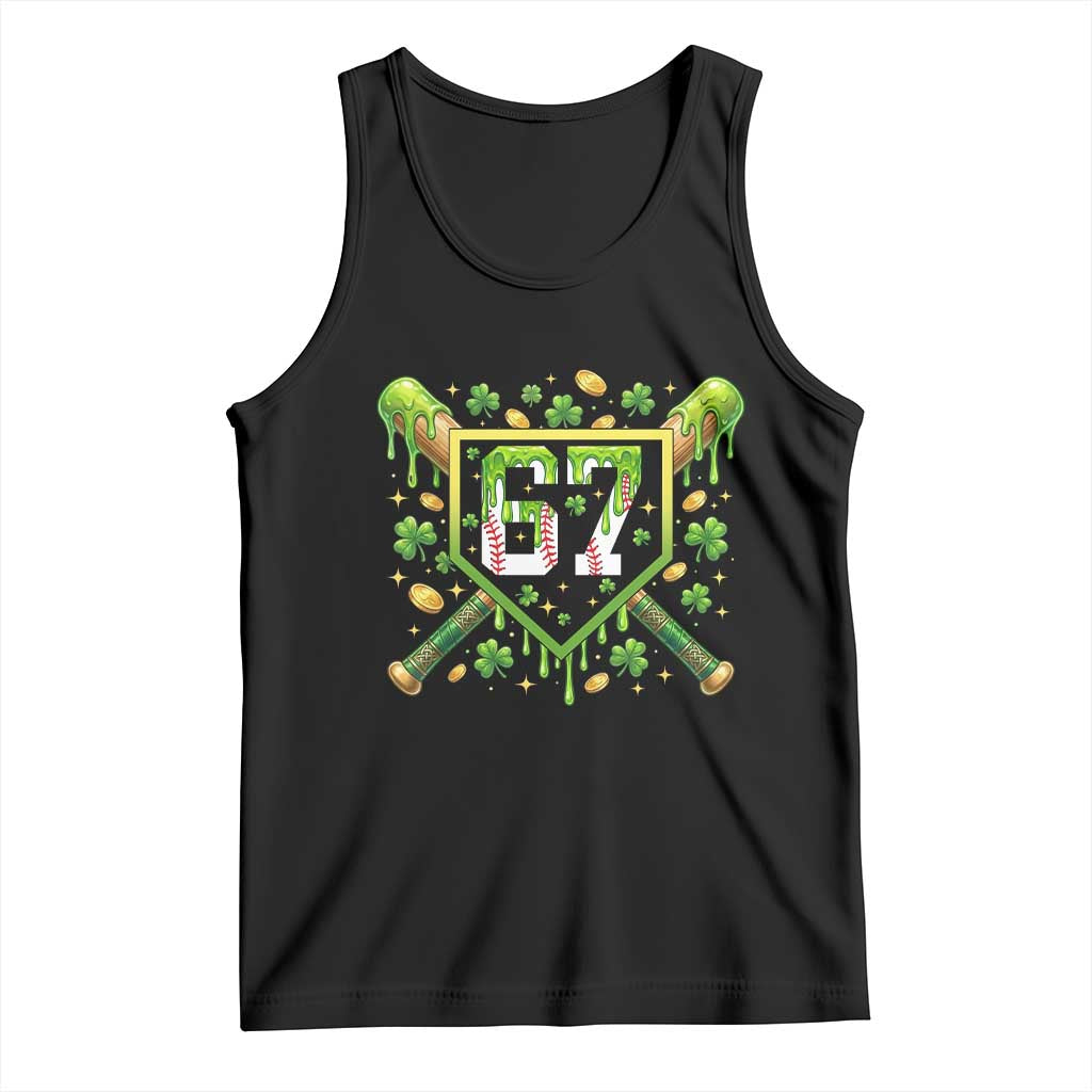 Funny St Patricks Day 67 Six Seven Baseball Ice Cream Drip Tank Top