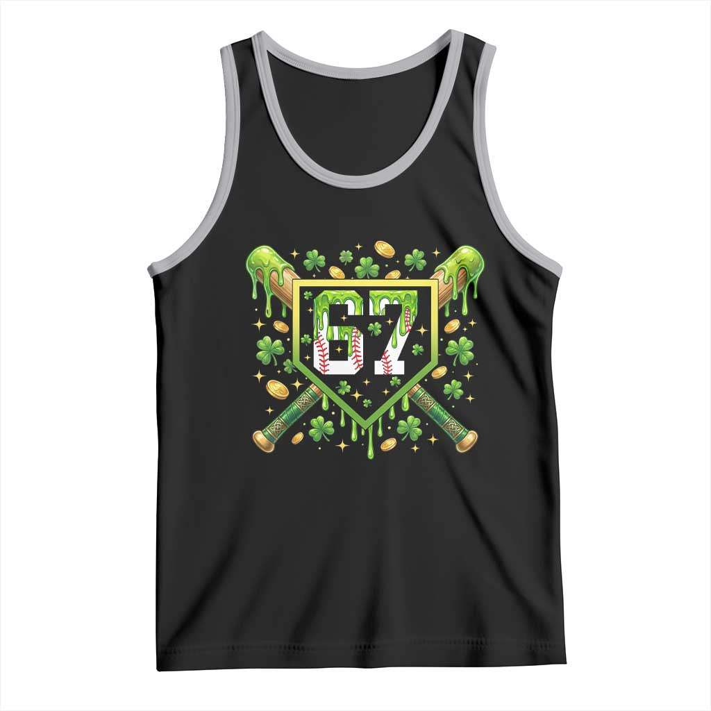 Funny St Patricks Day 67 Six Seven Baseball Ice Cream Drip Tank Top