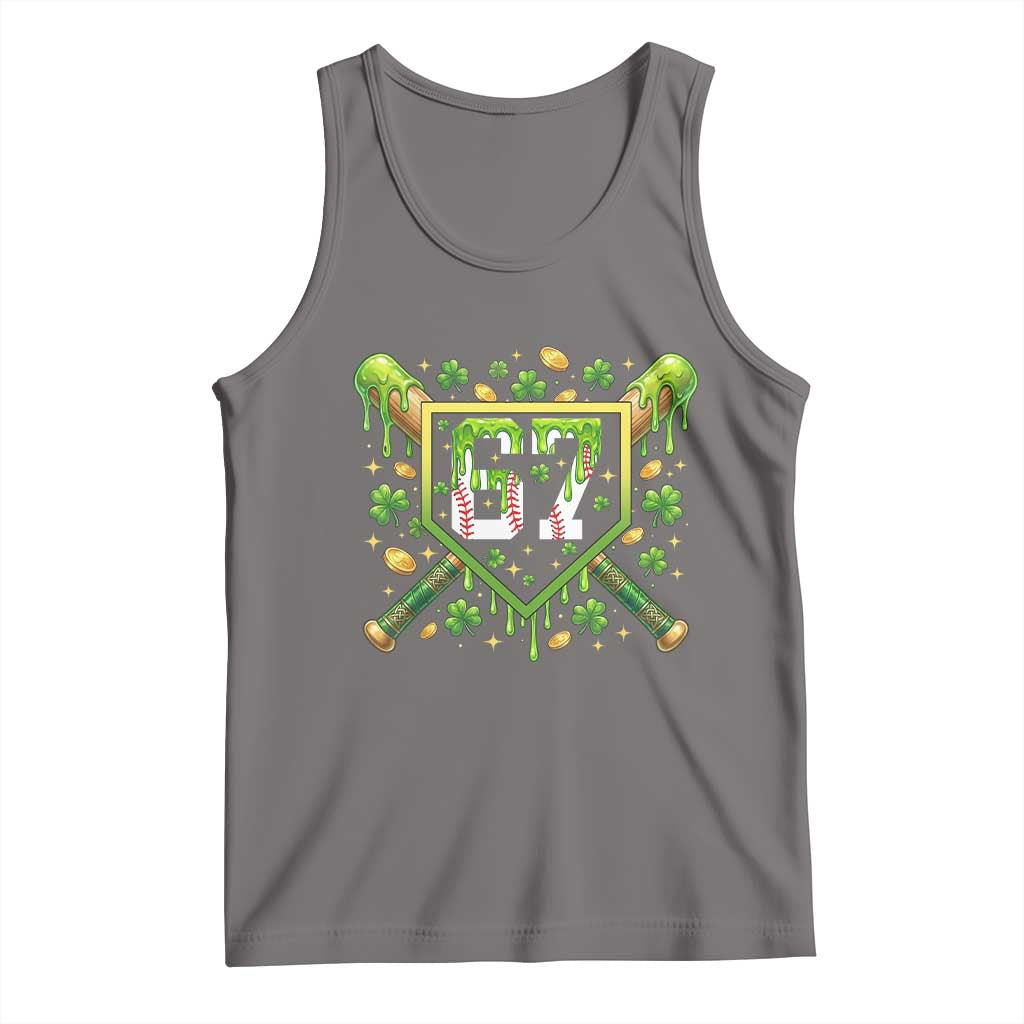 Funny St Patricks Day 67 Six Seven Baseball Ice Cream Drip Tank Top
