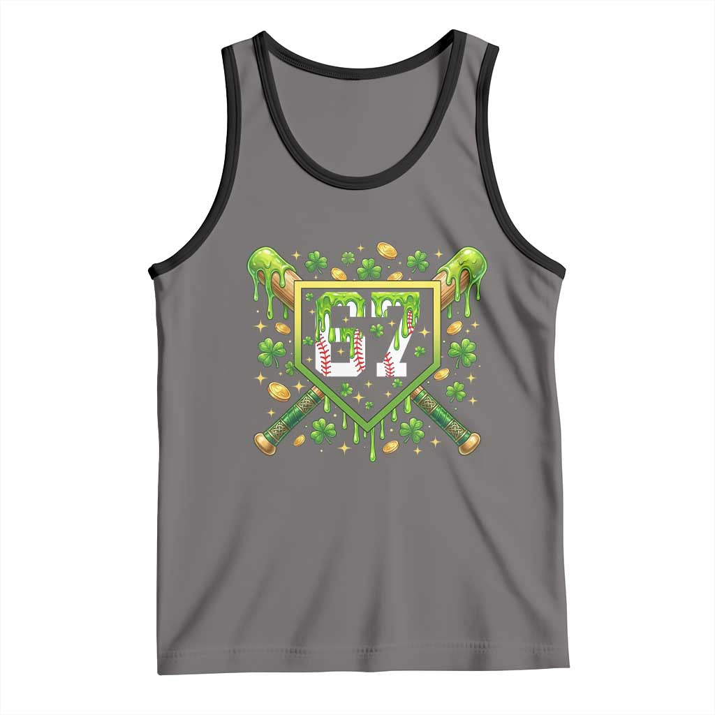 Funny St Patricks Day 67 Six Seven Baseball Ice Cream Drip Tank Top