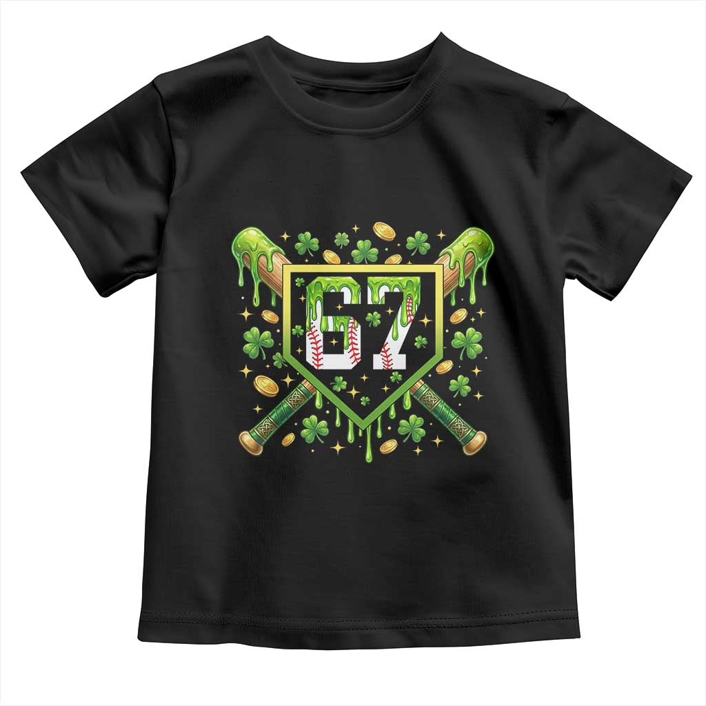 Funny St Patricks Day 67 Six Seven Baseball Ice Cream Drip Toddler T Shirt