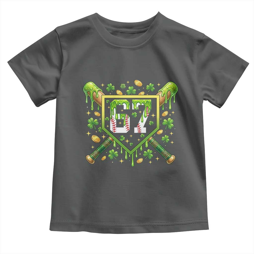 Funny St Patricks Day 67 Six Seven Baseball Ice Cream Drip Toddler T Shirt