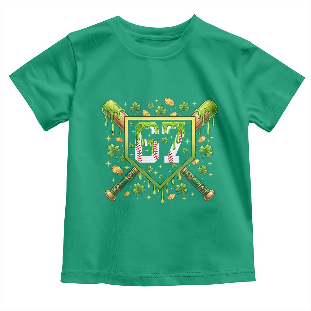 Funny St Patricks Day 67 Six Seven Baseball Ice Cream Drip Toddler T Shirt