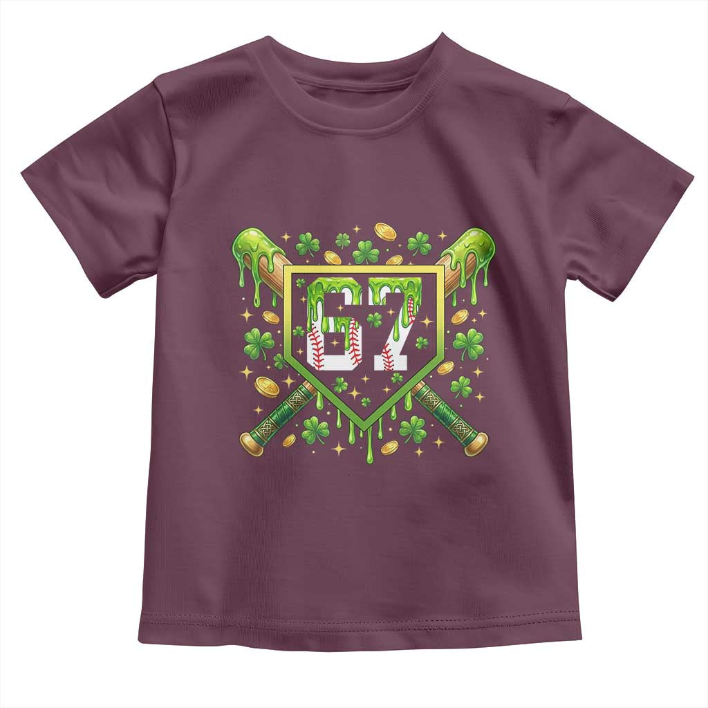 Funny St Patricks Day 67 Six Seven Baseball Ice Cream Drip Toddler T Shirt