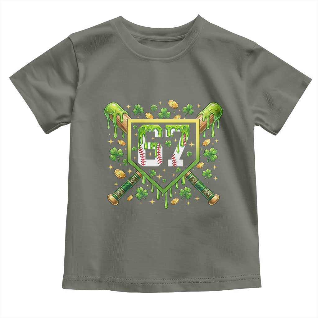 Funny St Patricks Day 67 Six Seven Baseball Ice Cream Drip Toddler T Shirt