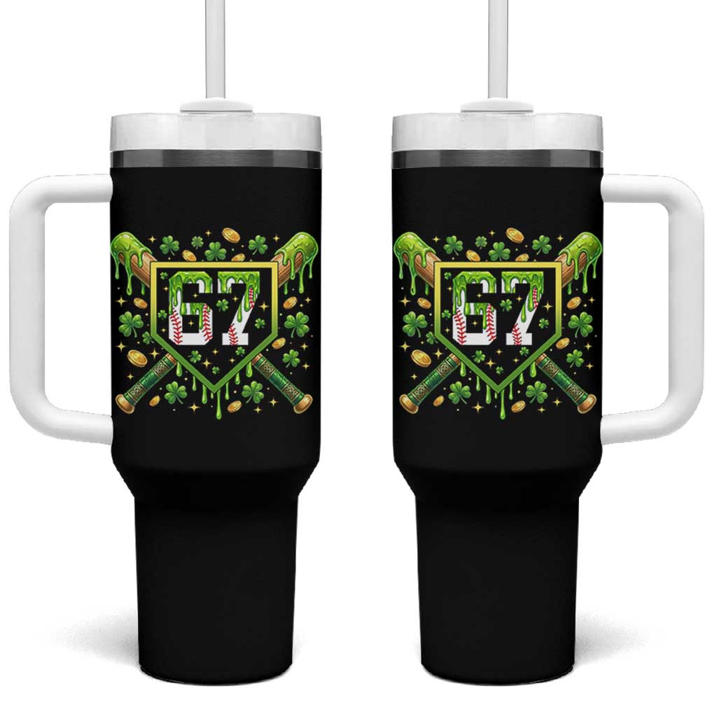Funny St Patricks Day 67 Six Seven Baseball Ice Cream Drip Tumbler With Handle