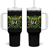 Funny St Patricks Day 67 Six Seven Baseball Ice Cream Drip Tumbler With Handle