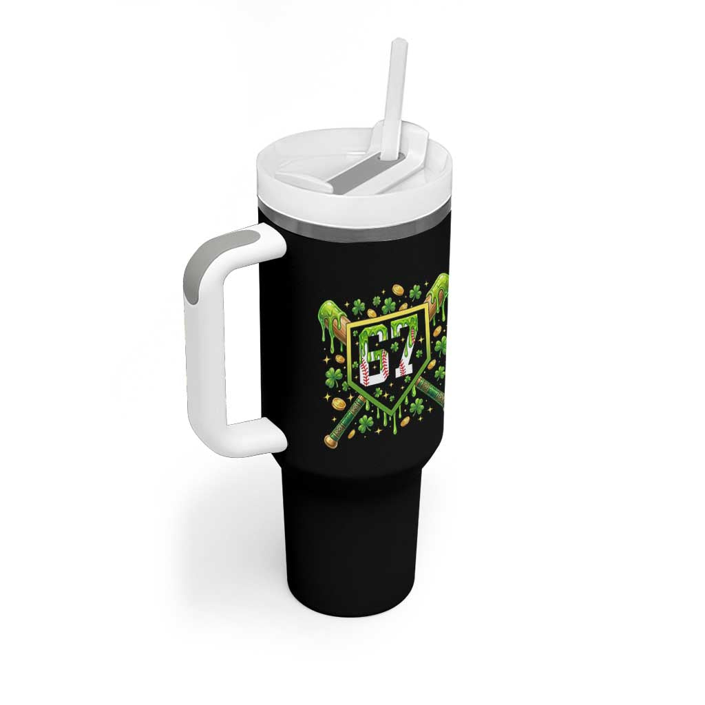 Funny St Patricks Day 67 Six Seven Baseball Ice Cream Drip Tumbler With Handle