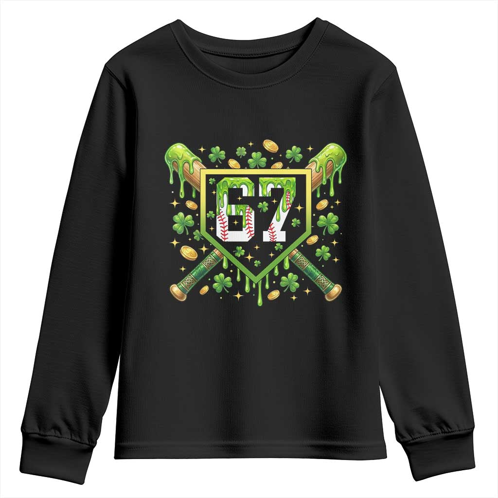 Funny St Patricks Day 67 Six Seven Baseball Ice Cream Drip Youth Sweatshirt