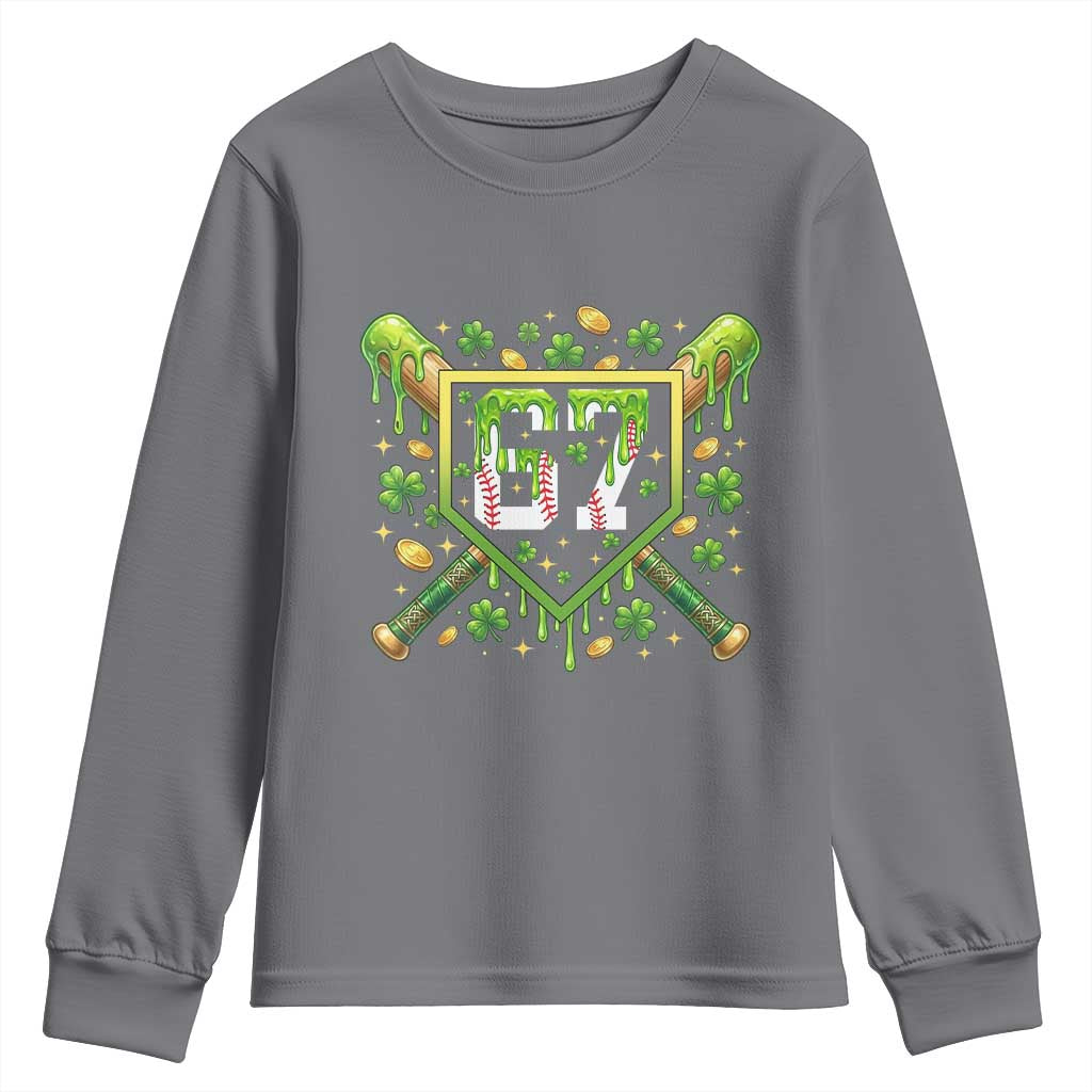 Funny St Patricks Day 67 Six Seven Baseball Ice Cream Drip Youth Sweatshirt