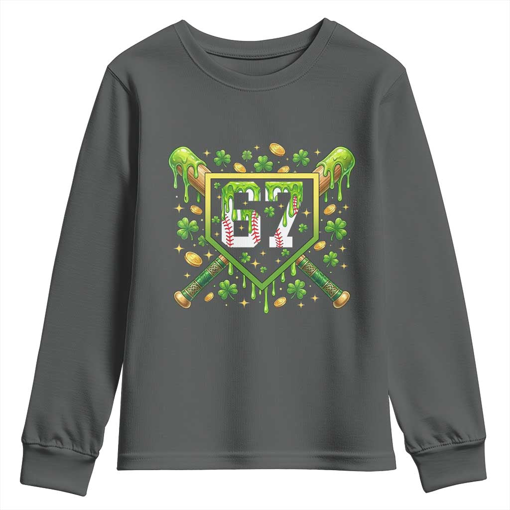 Funny St Patricks Day 67 Six Seven Baseball Ice Cream Drip Youth Sweatshirt