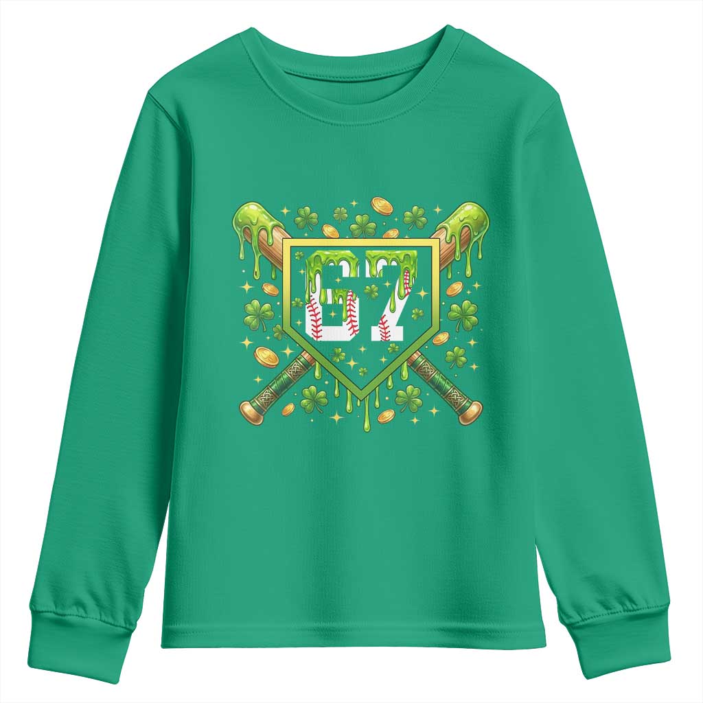 Funny St Patricks Day 67 Six Seven Baseball Ice Cream Drip Youth Sweatshirt