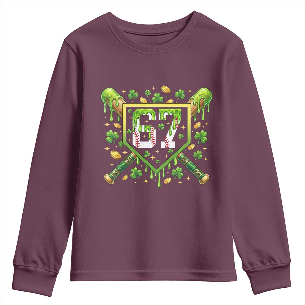 Funny St Patricks Day 67 Six Seven Baseball Ice Cream Drip Youth Sweatshirt