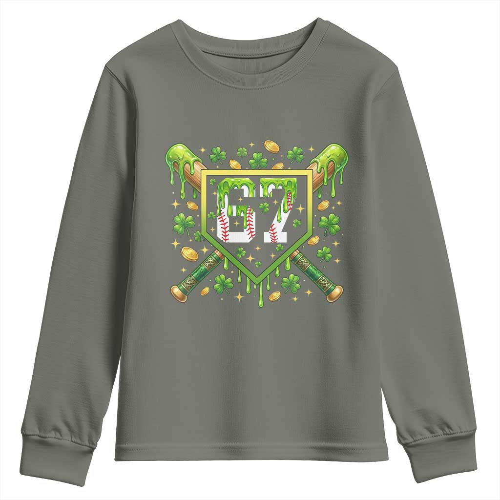 Funny St Patricks Day 67 Six Seven Baseball Ice Cream Drip Youth Sweatshirt